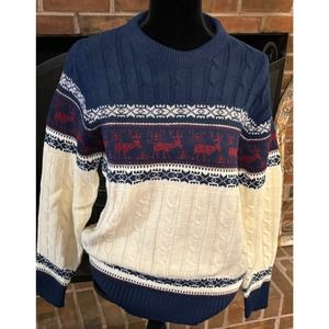 Jantzen Reindeer Crew Neck Sweater 70s Vintage Grandpa Size: M